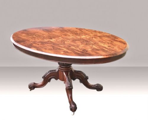 ANTIQUE EARLY VICTORIAN OVAL ROSEWOOD CENTRE PEDESTAL HALLBREAKFAST LOO TABLE - ADDITIONAL PHOTO 4