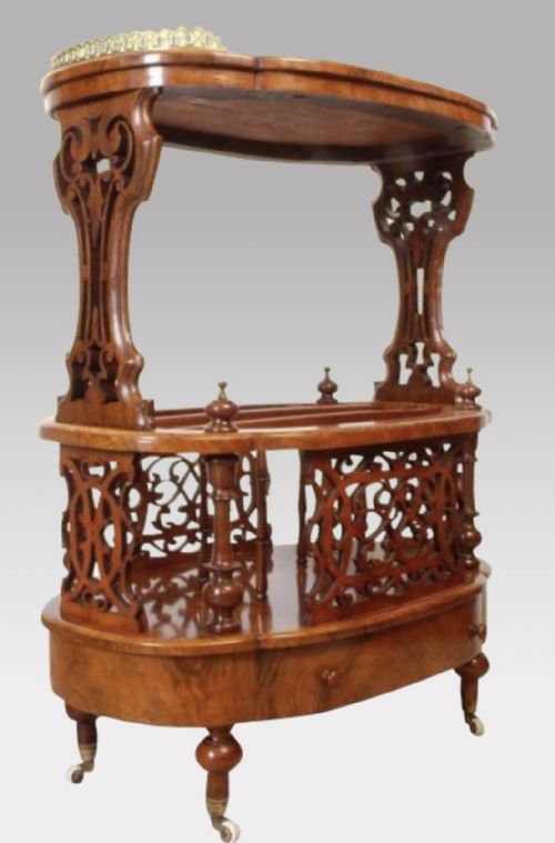 MAGNIFICENT INLAID BURR WALNUT OVAL ANTIQUE CANTERBURY LAMP TABLE - ADDITIONAL PHOTO 6
