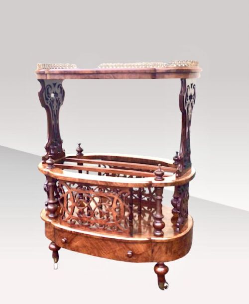 MAGNIFICENT INLAID BURR WALNUT OVAL ANTIQUE CANTERBURY LAMP TABLE - ADDITIONAL PHOTO 3