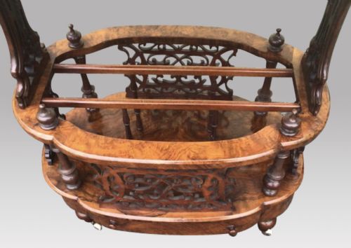 MAGNIFICENT INLAID BURR WALNUT OVAL ANTIQUE CANTERBURY LAMP TABLE - ADDITIONAL PHOTO 4