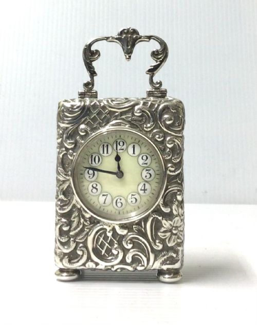 Antique Sterling Silver Carriage Clock