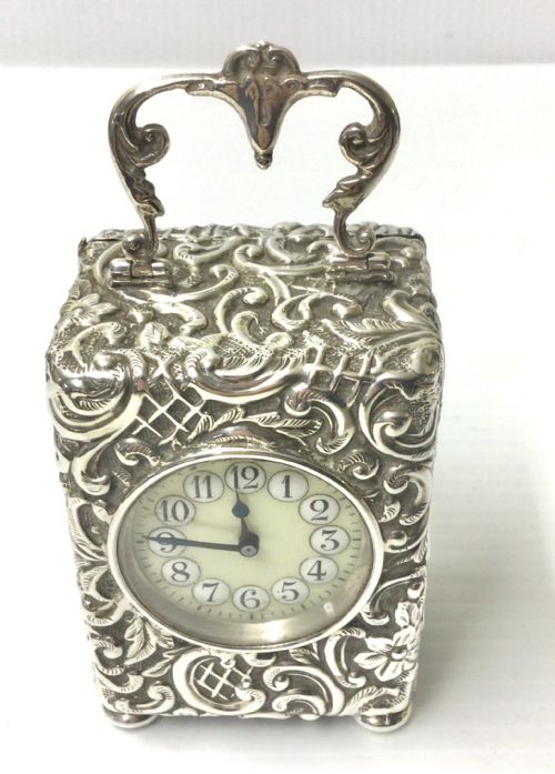fig 1. Antique Sterling Silver Carriage Clock
