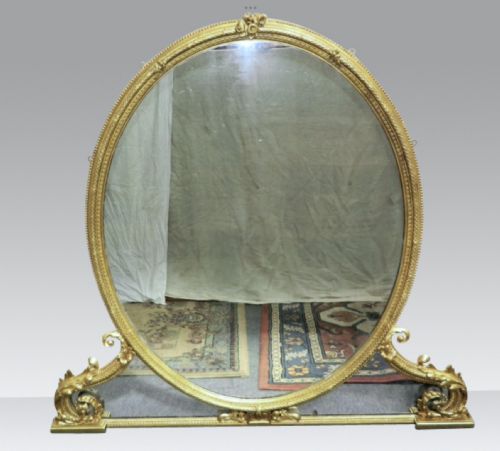 Antique Gilt Wood Overmantel / Overmantle Mirror