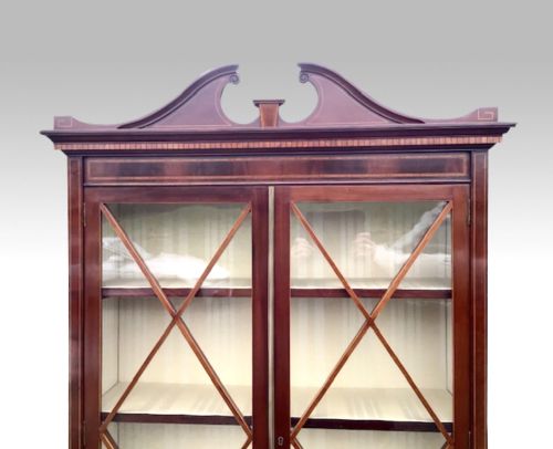 ANTIQUE INLAID MAHOGANY CABINETBOOKCASE - ADDITIONAL PHOTO 1