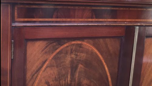 ANTIQUE INLAID MAHOGANY CABINETBOOKCASE - ADDITIONAL PHOTO 9
