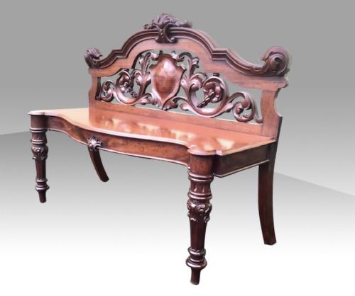QUALITY ANTIQUE MAHOGANY BENCH WINDOW SEAT - ADDITIONAL PHOTO 3