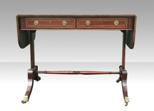 ANTIQUE EDWARDIAN INLAID MAHOGANY SOFA TABLE - ADDITIONAL PHOTO 1