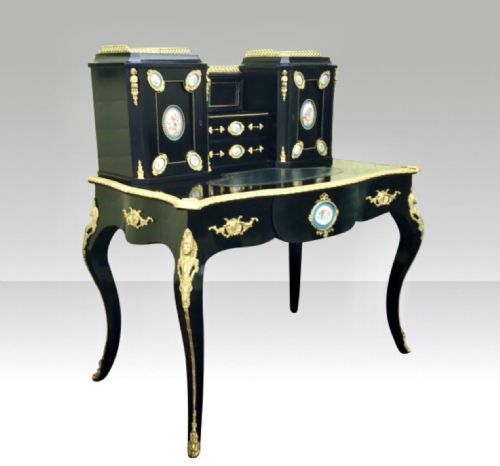 ANTIQUE EBONISED ORMOLU MOUNTED BONHEUR DU JOUR DESK - ADDITIONAL PHOTO 1