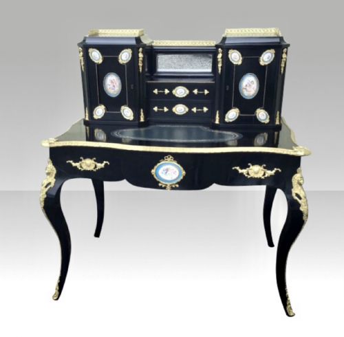 ANTIQUE EBONISED ORMOLU MOUNTED BONHEUR DU JOUR DESK - ADDITIONAL PHOTO 3