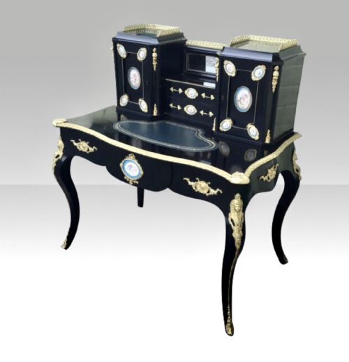 ANTIQUE EBONISED ORMOLU MOUNTED BONHEUR DU JOUR DESK - ADDITIONAL PHOTO 4