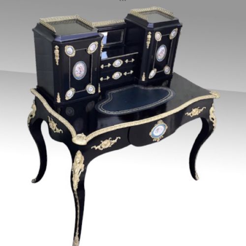 ANTIQUE EBONISED ORMOLU MOUNTED BONHEUR DU JOUR DESK - ADDITIONAL PHOTO 5