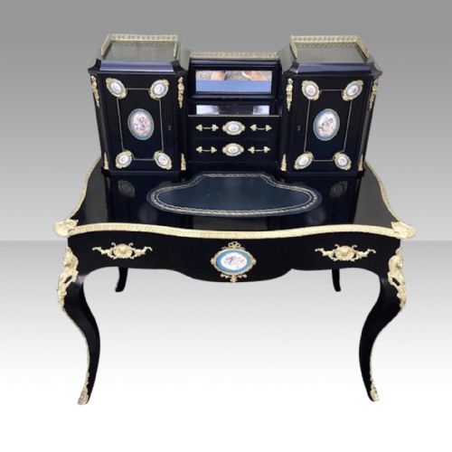 ANTIQUE EBONISED ORMOLU MOUNTED BONHEUR DU JOUR DESK - ADDITIONAL PHOTO 8