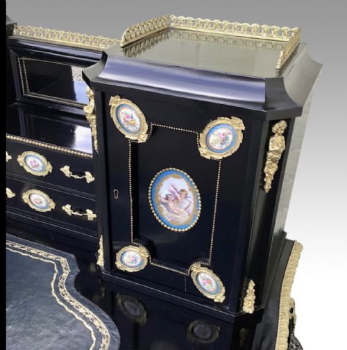 ANTIQUE EBONISED ORMOLU MOUNTED BONHEUR DU JOUR DESK - ADDITIONAL PHOTO 10