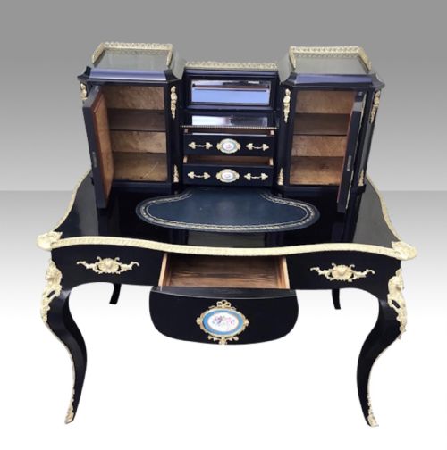 ANTIQUE EBONISED ORMOLU MOUNTED BONHEUR DU JOUR DESK - ADDITIONAL PHOTO 11