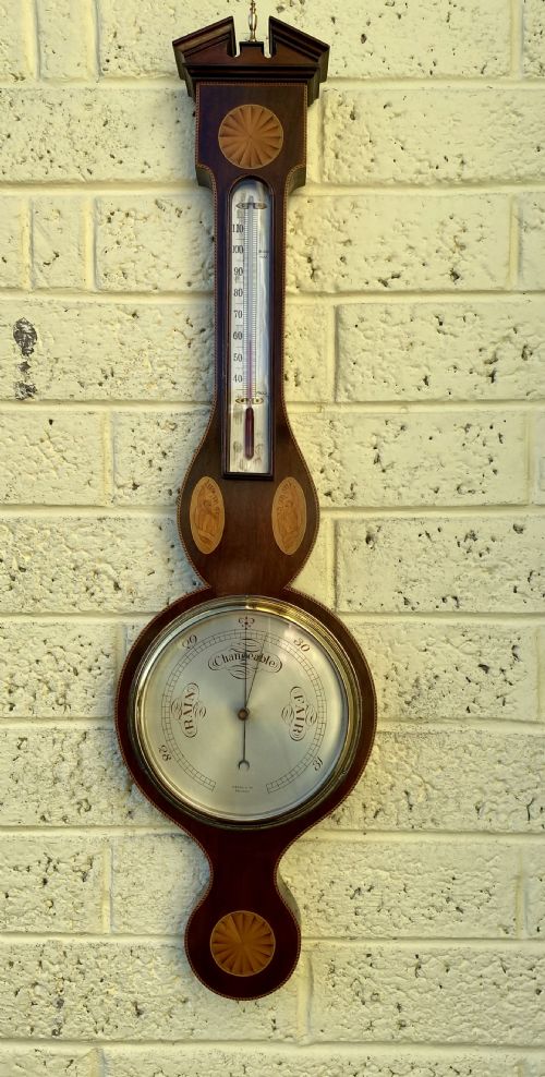 Antique Inlaid Magogany Banjo Barometer