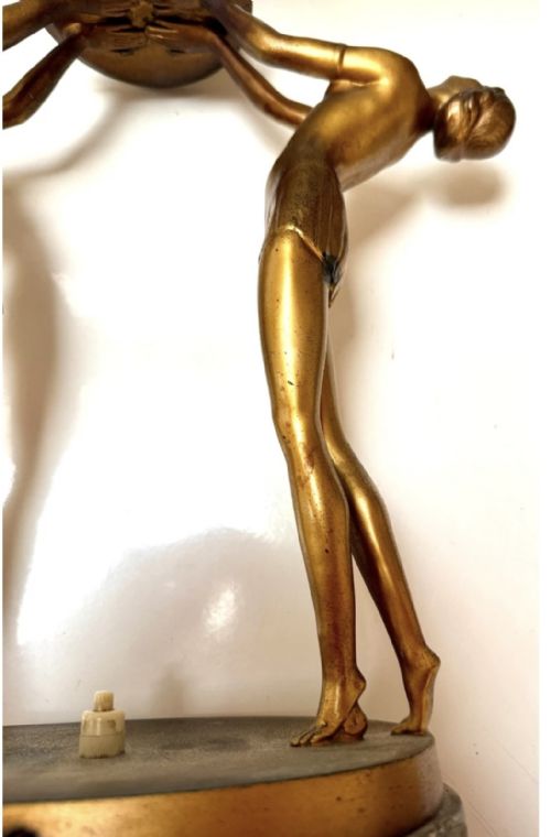 ART DECO TWIN LADY LAMPTABLEDESK LAMP - ADDITIONAL PHOTO 4