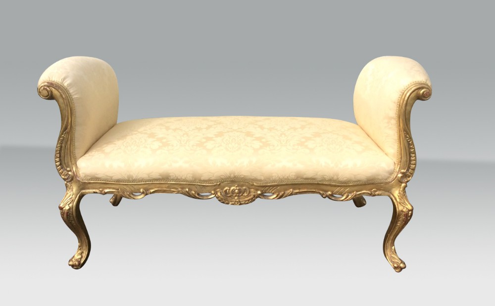 Large  Antique Gilt Wood Window Seat,Stool