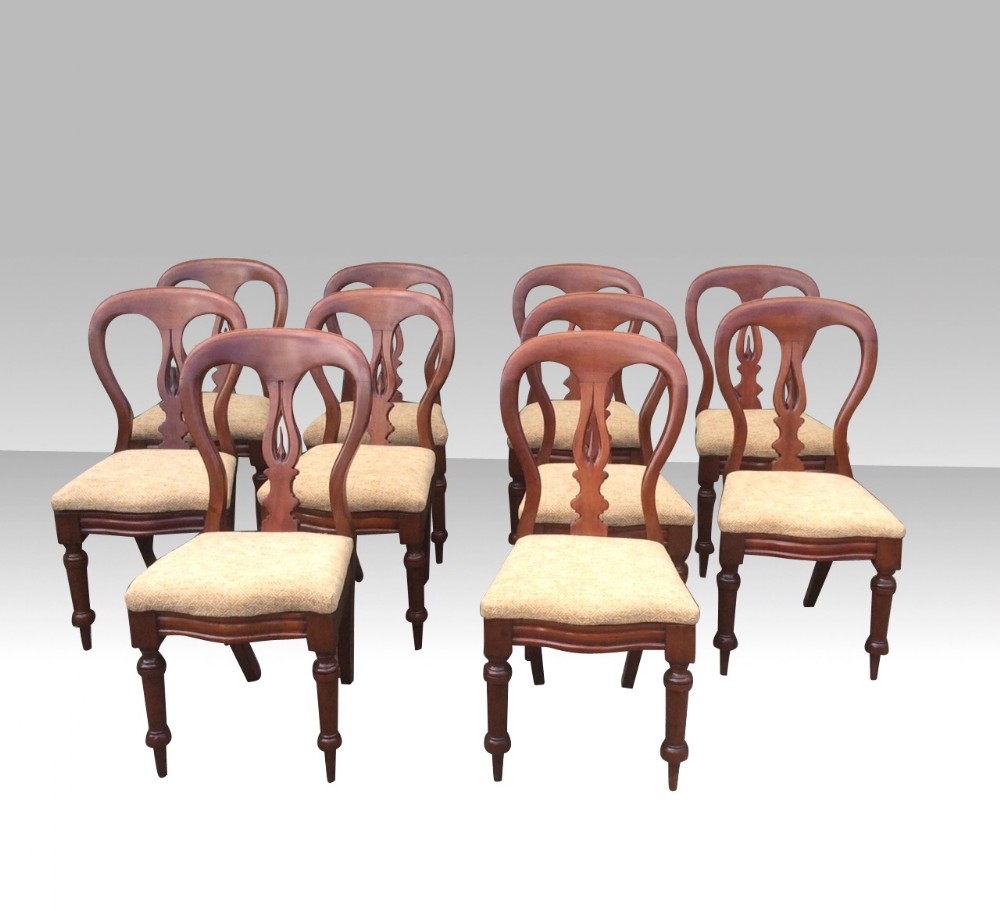 Superb Set Of Ten 10 Antique Mahogany Dining Chairs