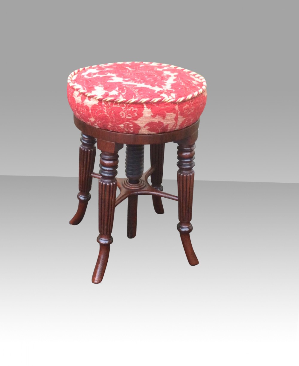 Quality Mahogany Revolving Antique Regency Organ,Dressing Table Stool.