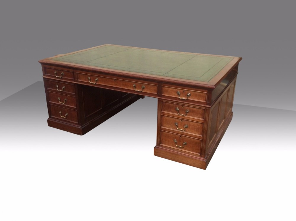 Large Antique Mahogany Partners Desk