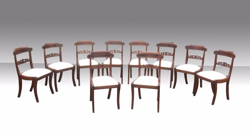 Fabulous and Rare Set Of Ten Antique Period Regency Mahogany Dining Chairs 