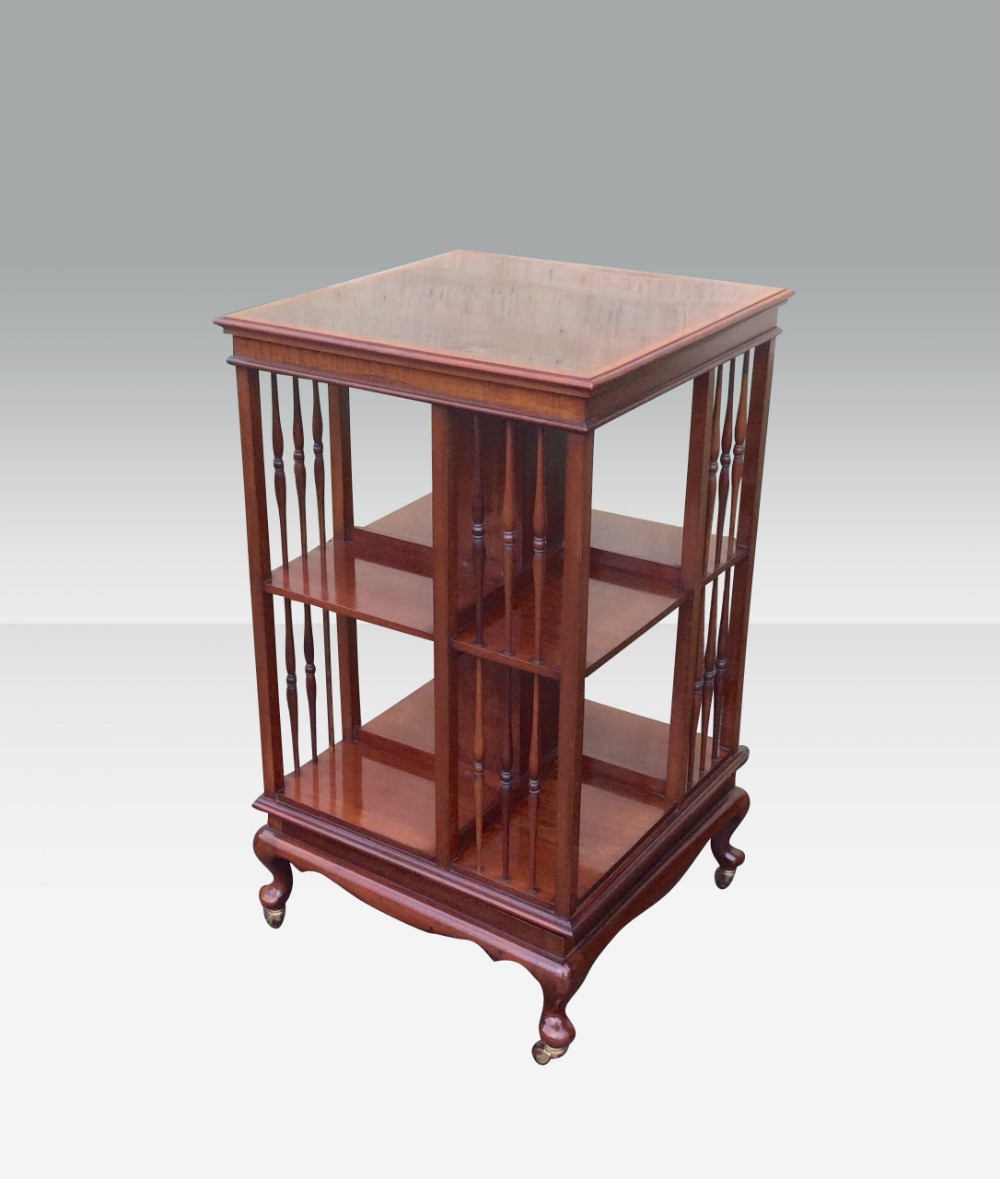 Fabulous quality inlaid Mahogany  antique revolving bookcase