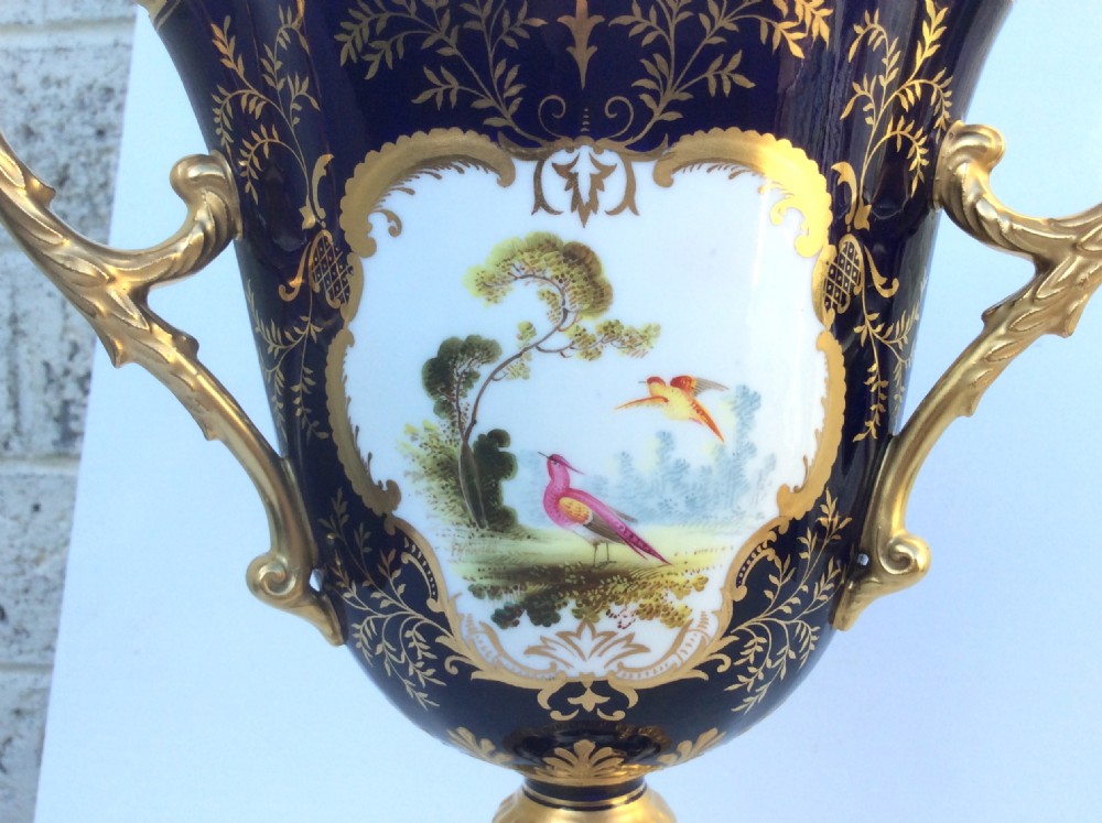 A stunning large antique Coalport three handled chalice cup. View III