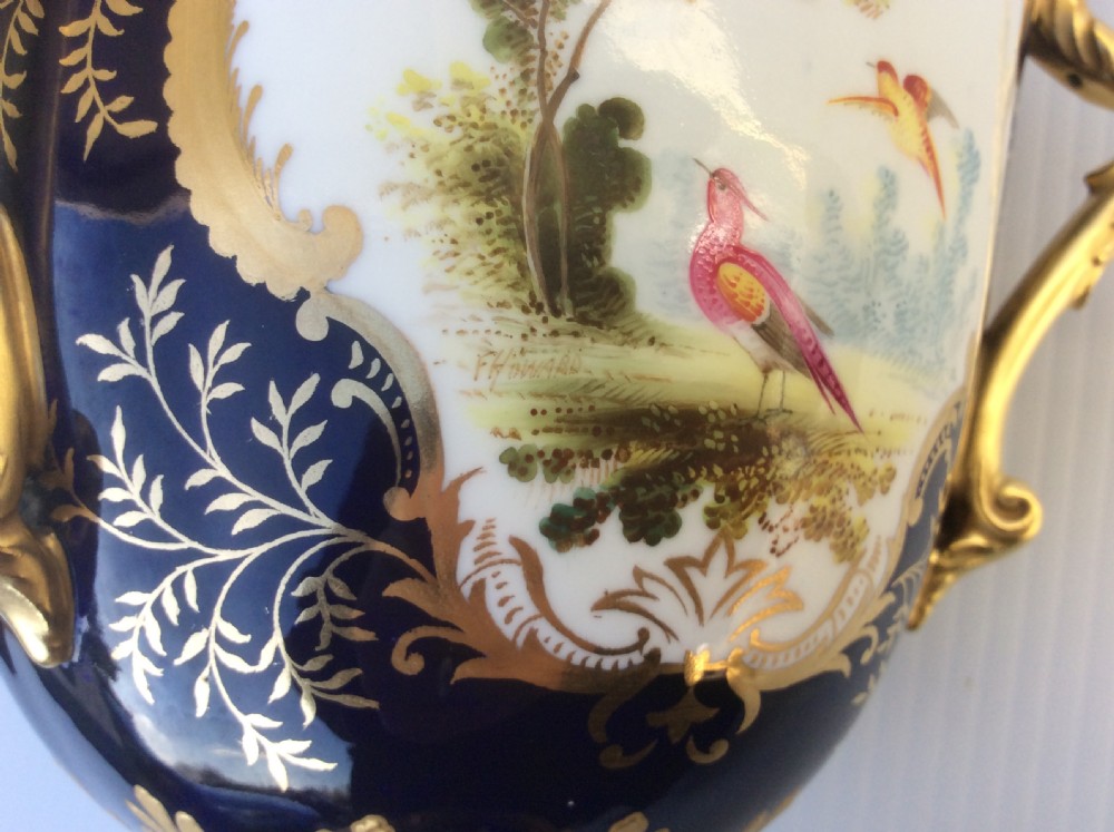 A stunning large antique Coalport three handled chalice cup. View X