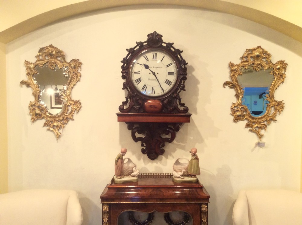 An exceptional large antique  carved bracket style wall clock. View XV