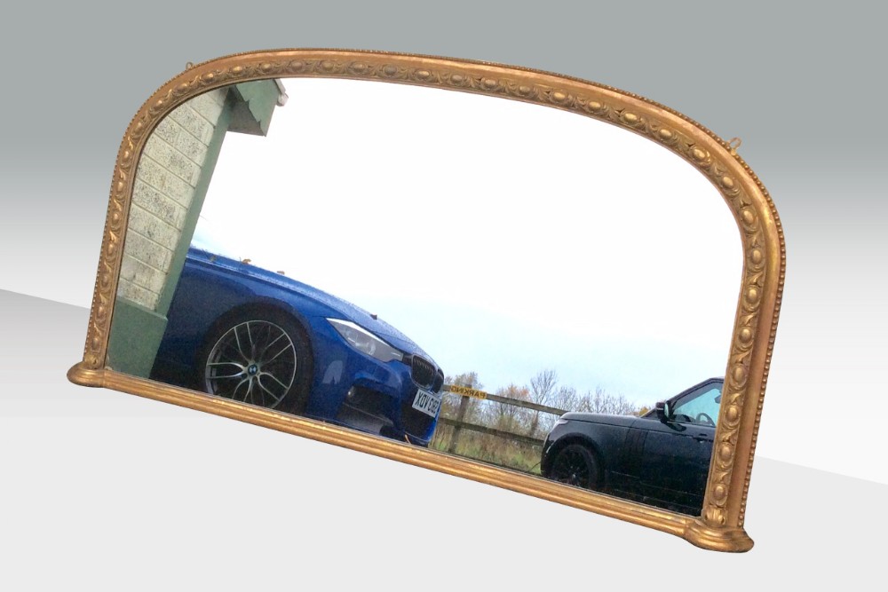 Antique Gilt Wood Overmantel Mirror 