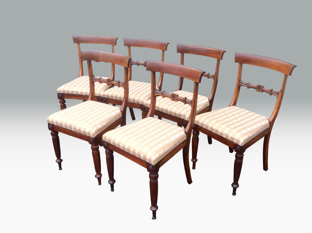 Set Of Six Antique Period Regency Rosewood Dining Chairs .