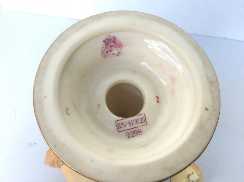 Stunning Large Hand Painted Antique Blush Ivory Royal Worcester Urn,Vase complete With Cover. View VI