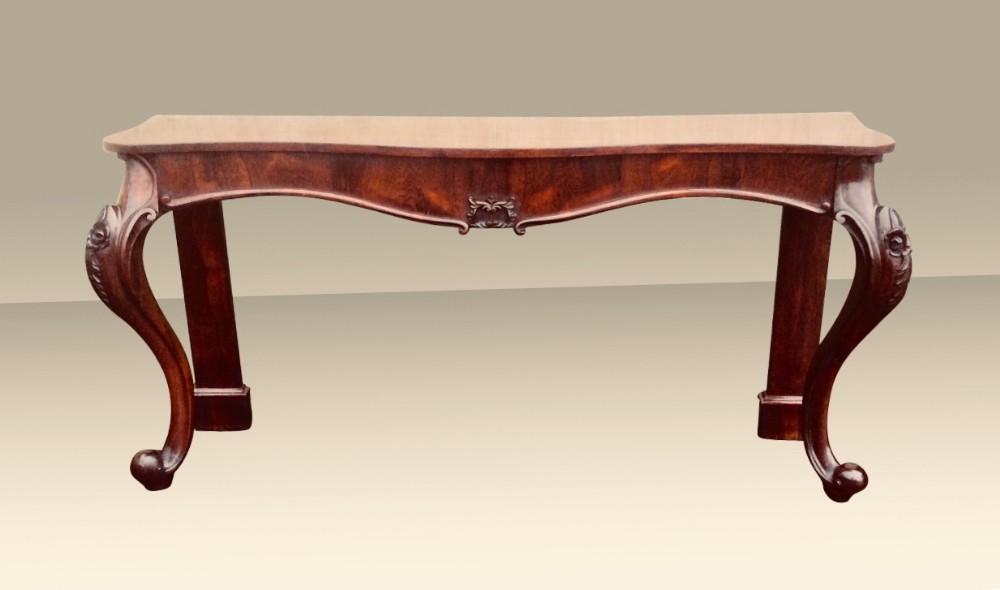 Fabulous Antique Large Serpentine Shape Console, Hall, Side,Table Of Long but Narrow Proportions 
