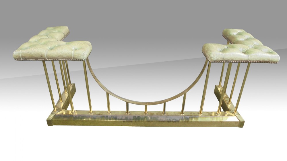 Superb Antique Brass and Leather Country House Club Fender.