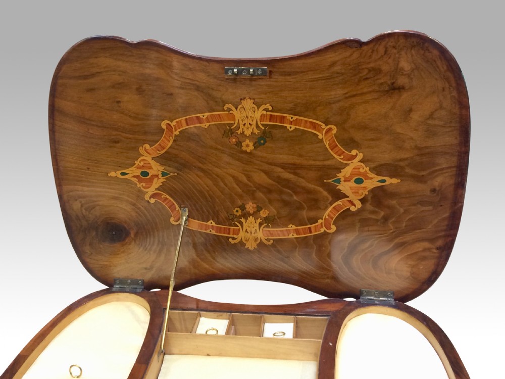 Quality Inlaid Burr Walnut Victorian Antique Sewing Table,Work Table  View VII