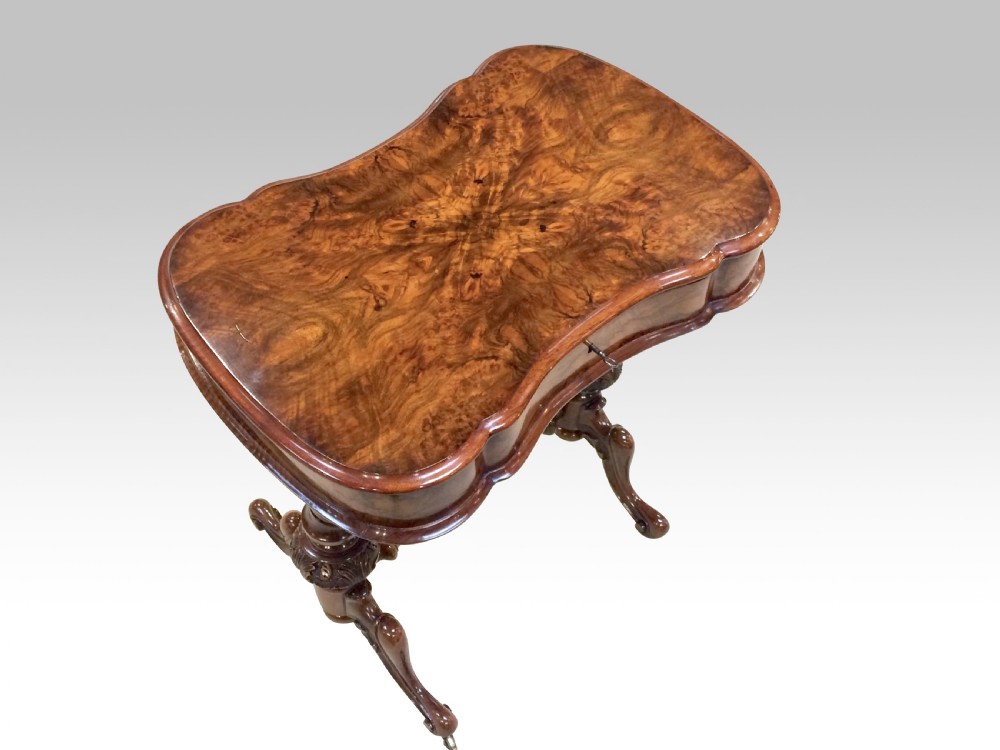 Quality Inlaid Burr Walnut Victorian Antique Sewing Table,Work Table  View VIII