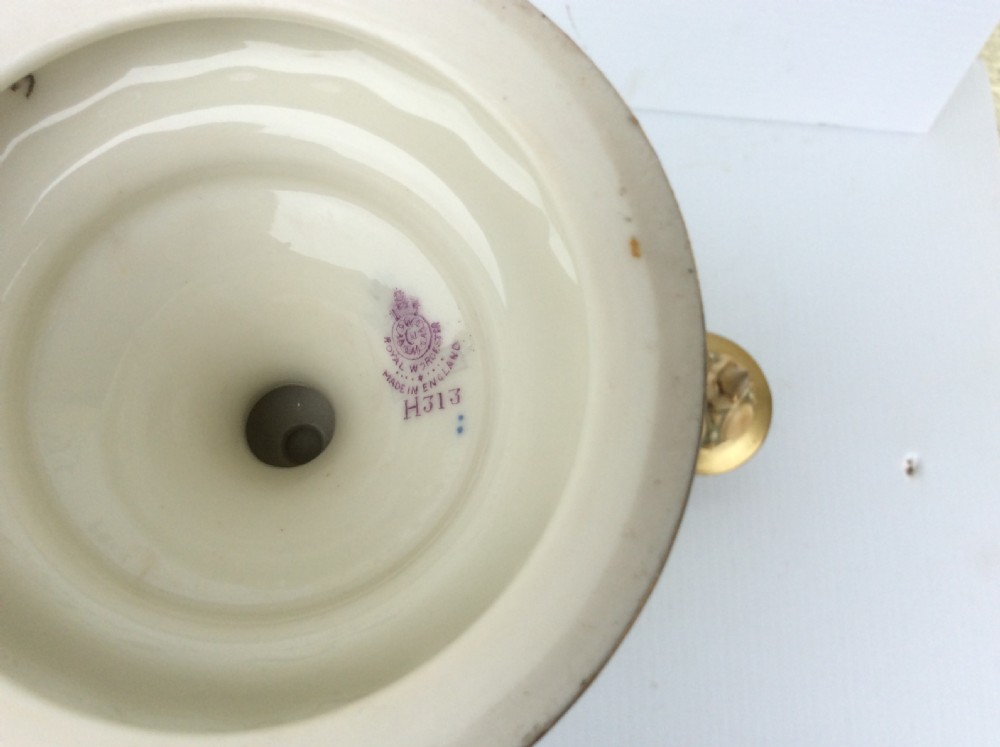 Large Royal Worcester Roses Vase Signed Sedgley  View VII