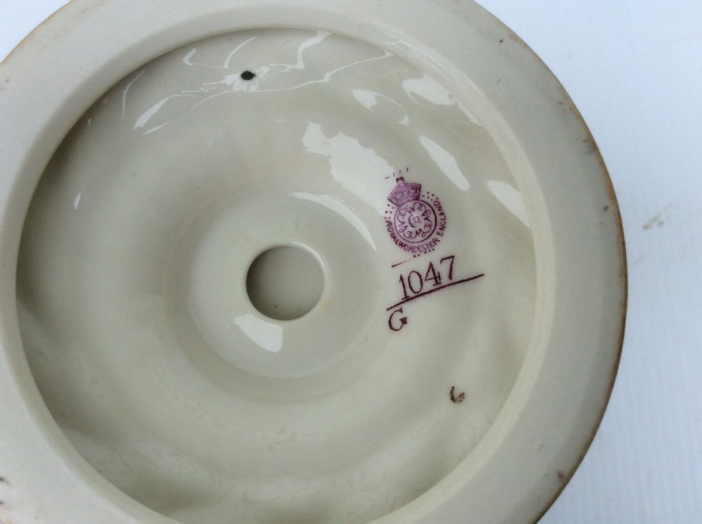 A tall Royal Worcester porcelain vase decorated with a hand-painted pheasant, featuring gilded relief moulding and a fluted pedestal base. View IV
