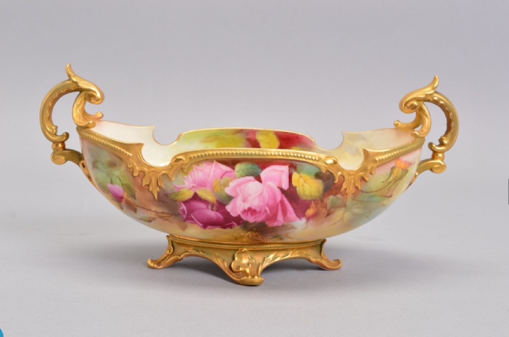 Royal Worcester Pedestal Bowl Signed J Southall (Roses)