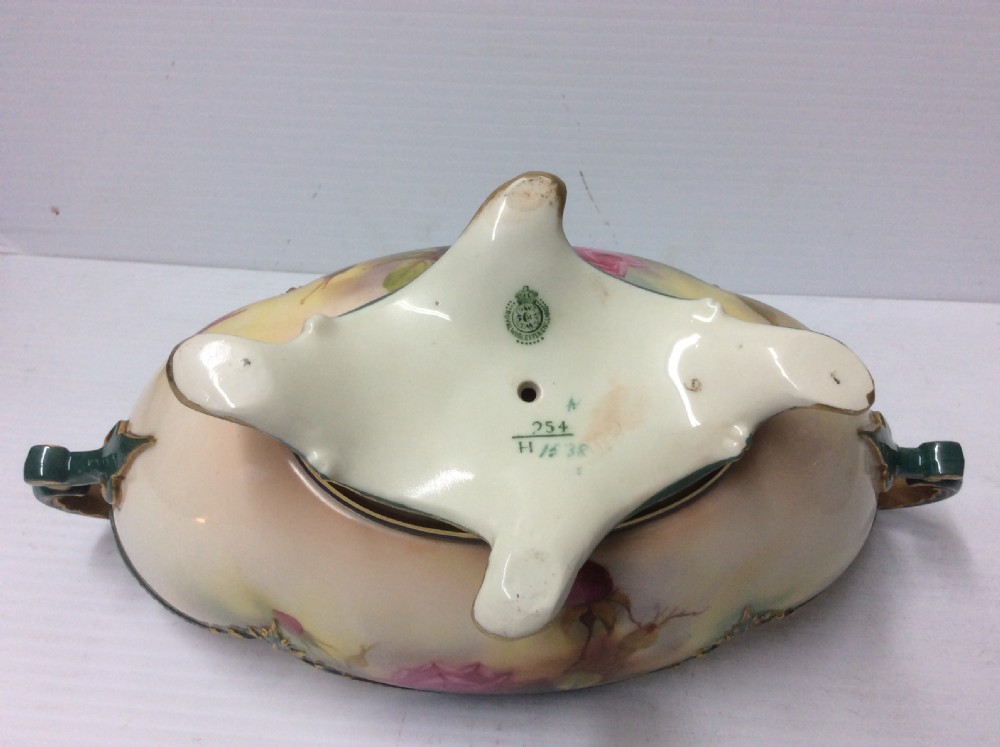Royal Worcester Boat Shaped Vase Hand Painted With Roses,Signed Austin. View V