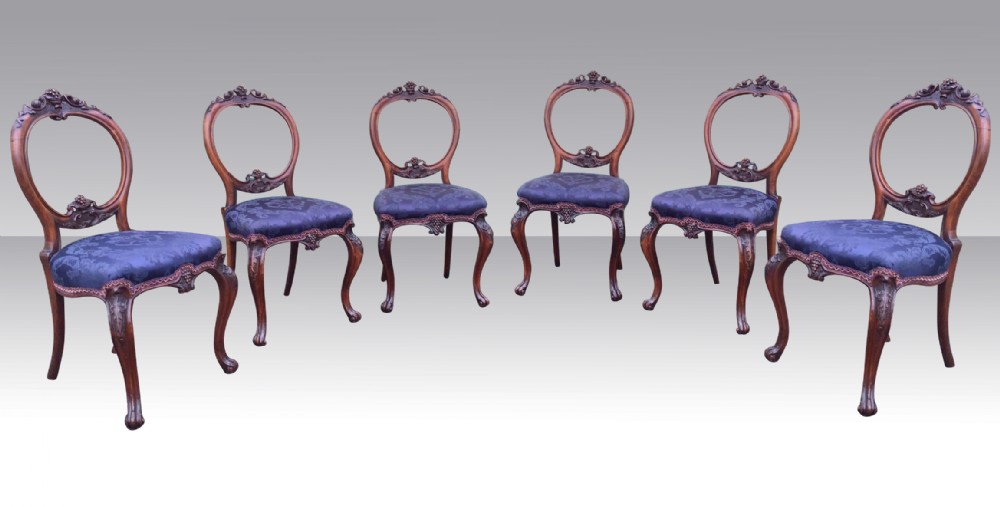 Set Of Six Antique Rosewood Dining Chairs