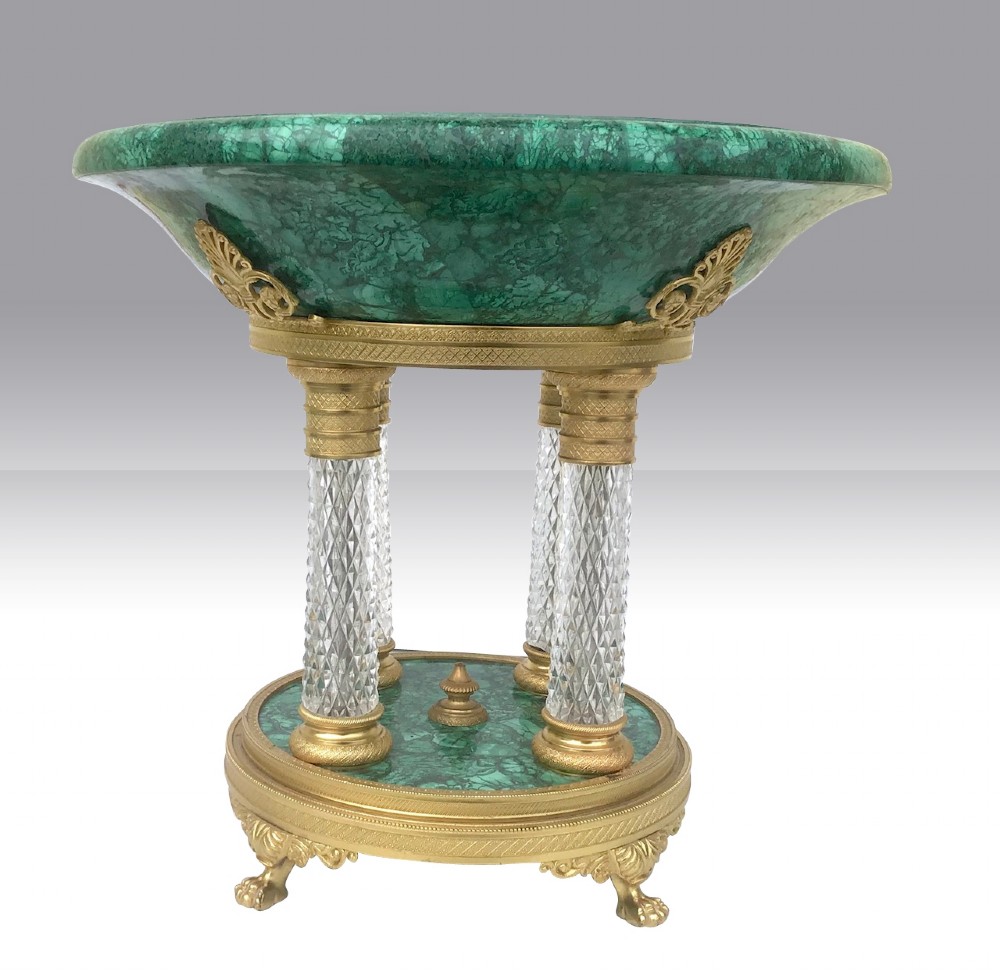 Magnificent Antique French Malachite Tazza.