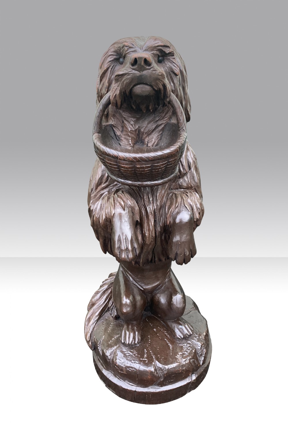 Antique life size Black Forest carved model of a dog. View III