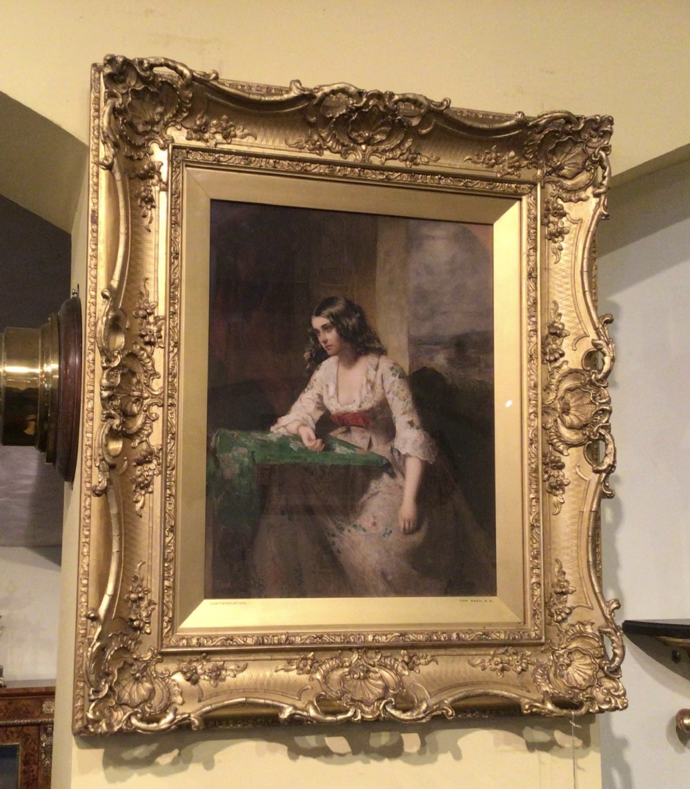 Original Signed Oil Painting of Beautiful Girl by Thomas Faed RSA (1826–1900) .