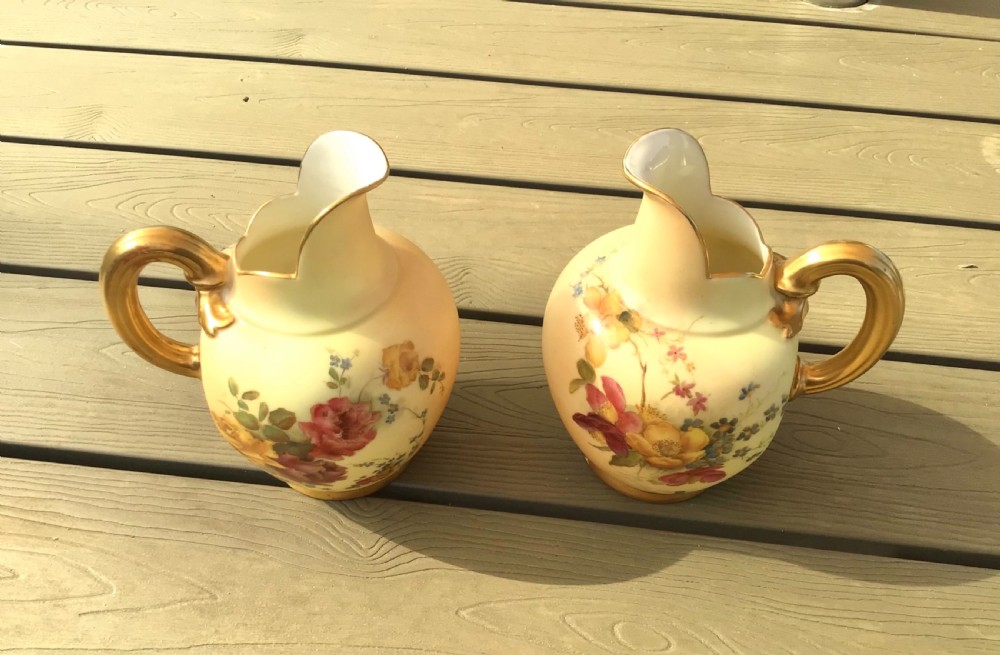 Pair of Antique Royal Worcester Blush Ivory Vases View IV