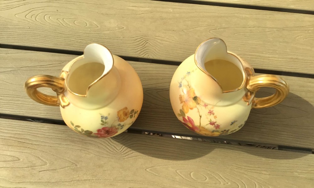 Pair of Antique Royal Worcester Blush Ivory Vases View V