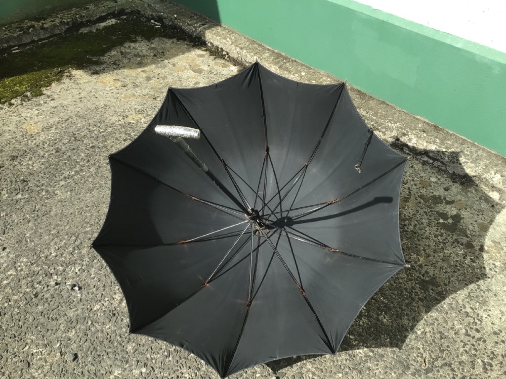 Antique Silver Handled Silk Parasol Umbrella. View VIII