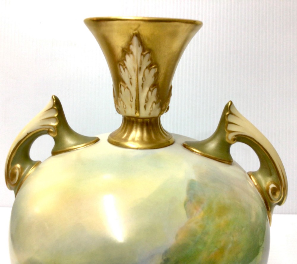 Antique Royal Worcester Harry Davis Sheep Vase View VI