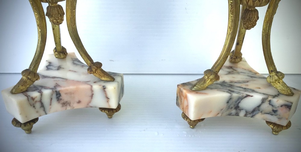 Pair of Antique Marble Gilt Bronze Cassolettes  View III