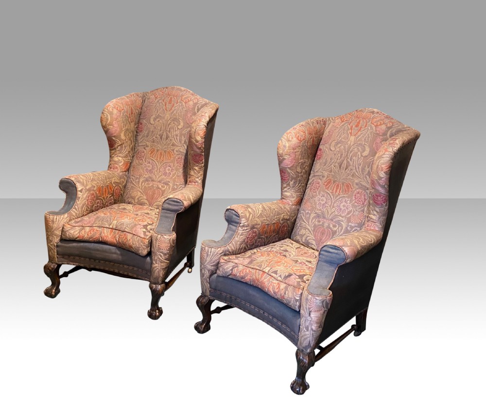 Pair of large wingback armchairs  View II